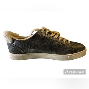 FRYE New Ivy Shearling Low Lace In Anthracite, Size 10